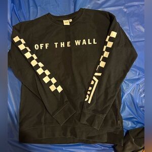 Vans Black and White Off The Wall Crewneck Sweater Size Small